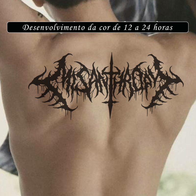 Tatuagem Temporária Gótica – Cruz Sombria, Ervas Místicas, Estilo Sexy à Prova d’Água