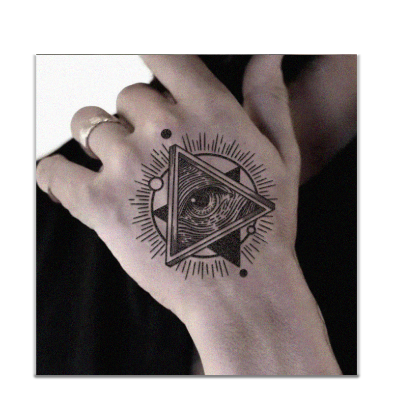 Tatuagem Temporária Olho que Tudo Vê – Tattoo Mística Geométrica Realista à Prova d’Água dura até 15 dias