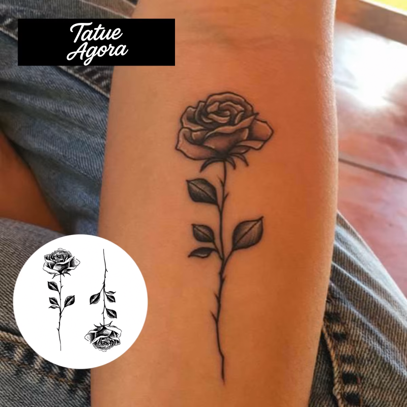 Arte de rosa Tatuagem Temporária - Até 15 dias na sua pele