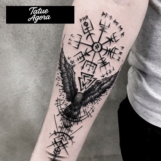 Asas da Noite, Corvo, Símbolos Místicos, Tatuagem Temporária Realista