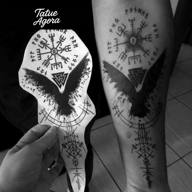 Asas da Noite, Corvo, Símbolos Místicos, Tatuagem Temporária Realista