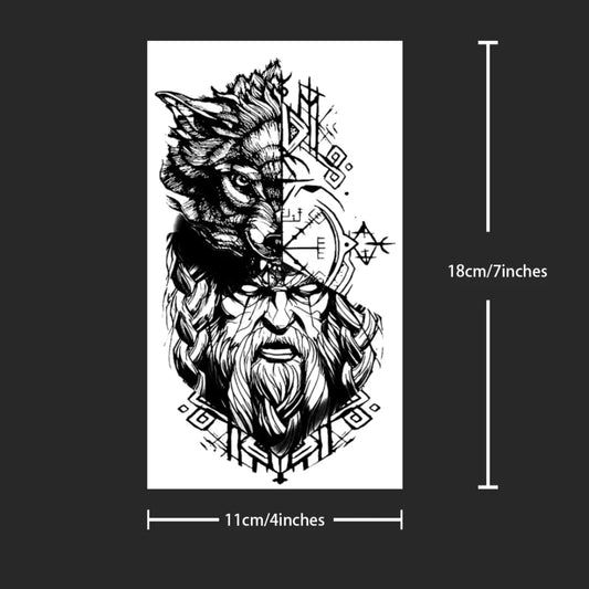 Tatuagem Temporária Viking Lobo Odin – Tattoo Nórdica Realista dura até 15 dias