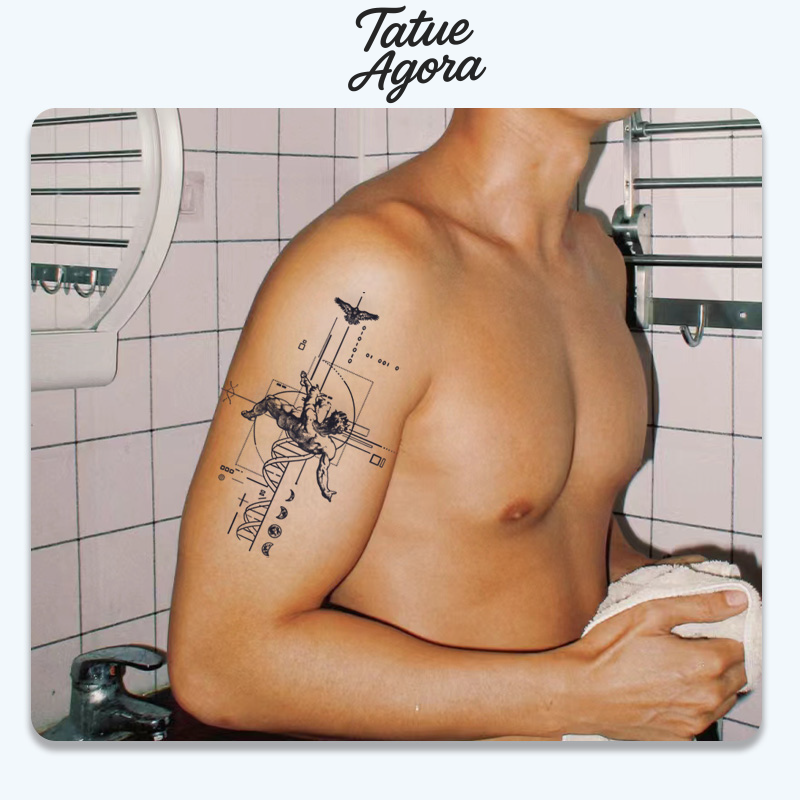 Tattoo temporária Anjo Caído – Estilo Minimalista