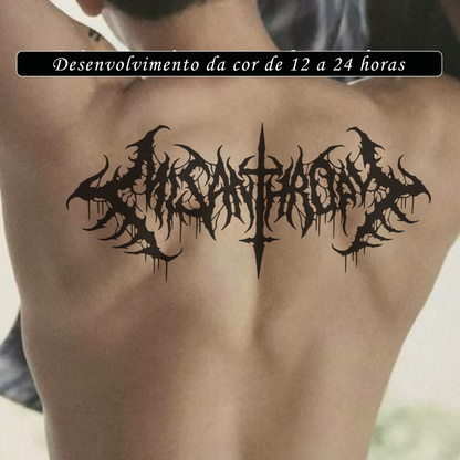 Tatuagem Temporária Gótica – Cruz Sombria, Ervas Místicas, Estilo Sexy à Prova d’Água