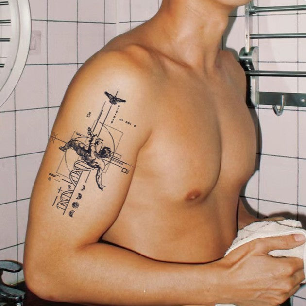 Tattoo temporária Anjo Caído – Estilo Minimalista