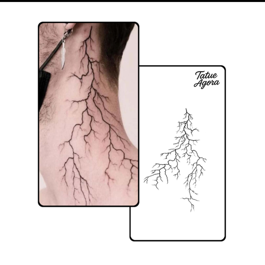Tatuagem temporária Raio/Tempestade - Dura até 15 dias na pele, à prova d'água