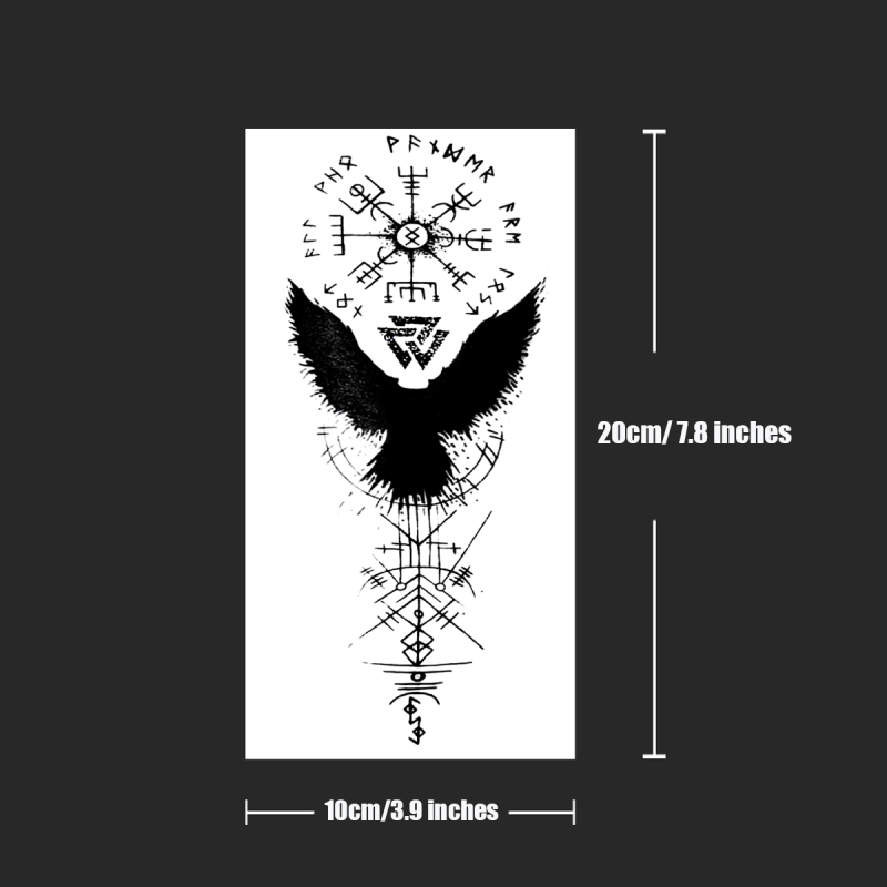 Asas da Noite, Corvo, Símbolos Místicos, Tatuagem Temporária Realista