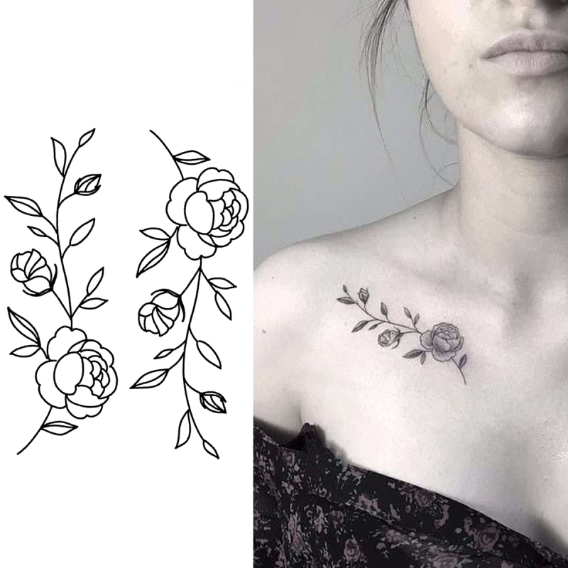 Tatuagem temporária de flor, dura até 15 dias. Nova tecnologia, adesivo mágico à prova d'água semipermanente.