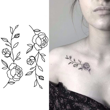 Tatuagem temporária de flor, dura até 15 dias. Nova tecnologia, adesivo mágico à prova d'água semipermanente.