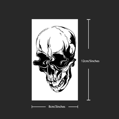 Tatuagem Temporária Caveira Sombria – Tattoo Realista Gótica Minimalista à Prova d’Água dura até 15 dias