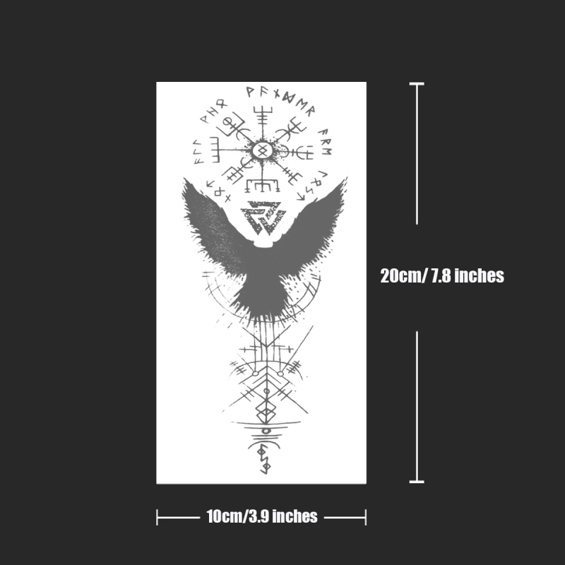 Asas da Noite, Corvo, Símbolos Místicos, Tatuagem Temporária Realista