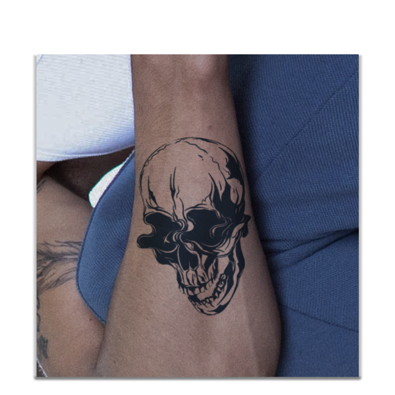 Tatuagem Temporária Caveira Sombria – Tattoo Realista Gótica Minimalista à Prova d’Água dura até 15 dias