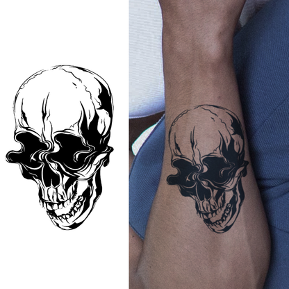 Tatuagem Temporária Caveira Sombria – Tattoo Realista Gótica Minimalista à Prova d’Água dura até 15 dias