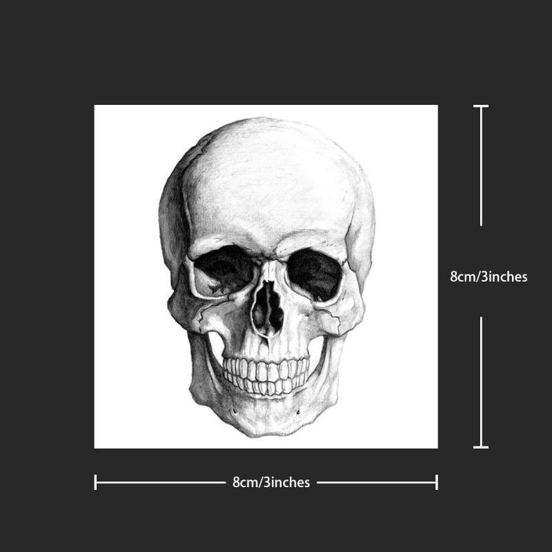Tatuagem Temporária Caveira Realista – Tattoo Gótica Minimalista dura até 15 dias