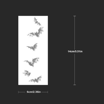 Tatuagem Temporária Morcegos Noturnos – Tattoo Sombria Minimalista Realista à Prova d’Água dura até 15 dias
