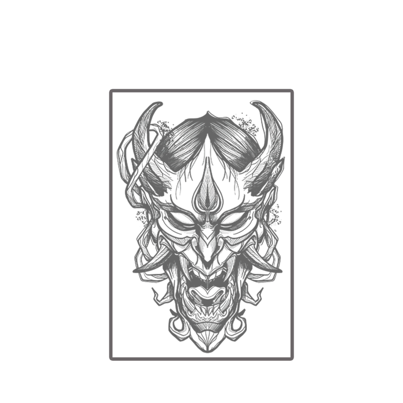 Tatuagem Temporária Máscara Oni Japonesa – Tattoo Samurai Realista à Prova d’Água dura até 15 dias