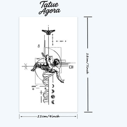 Tattoo temporária Anjo Caído – Estilo Minimalista