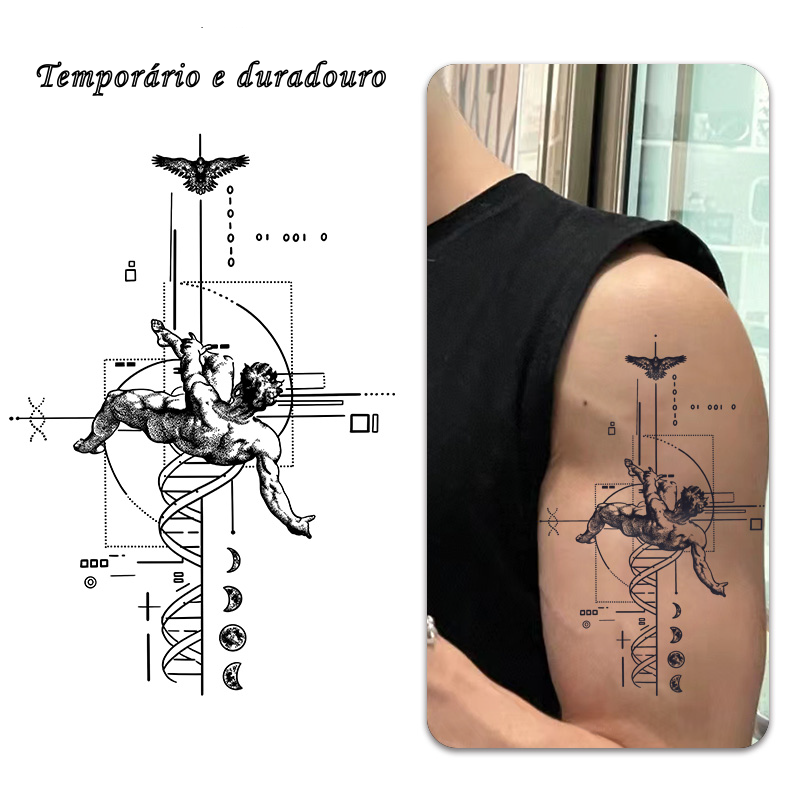 Tattoo temporária Anjo Caído – Estilo Minimalista