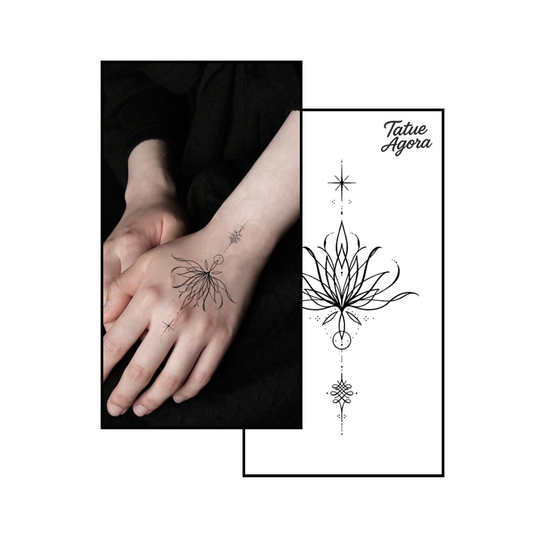 Flor do campo - Tatuagem temporária minimalista