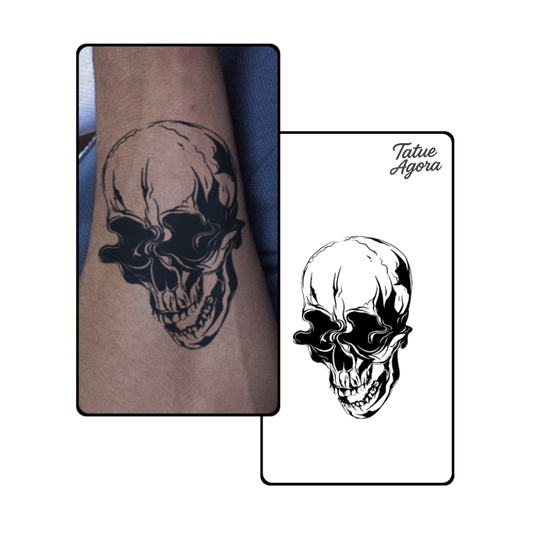 Tatuagem Temporária Caveira Sombria – Tattoo Realista Gótica Minimalista à Prova d’Água dura até 15 dias