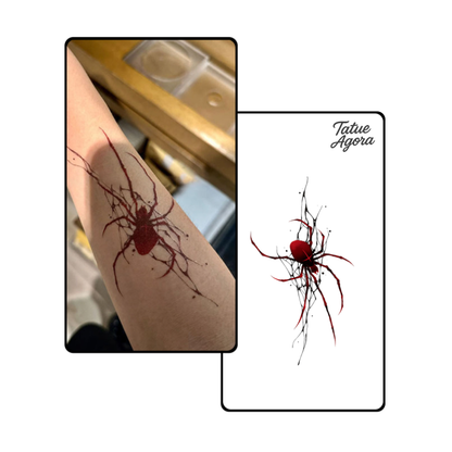 Tatuagem Temporária Aranha Vermelha Sombria – Tattoo Realista Misteriosa à Prova d’Água dura até 15 dias