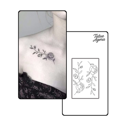 Tatuagem temporária de flor, dura até 15 dias. Nova tecnologia, adesivo mágico à prova d'água semipermanente.
