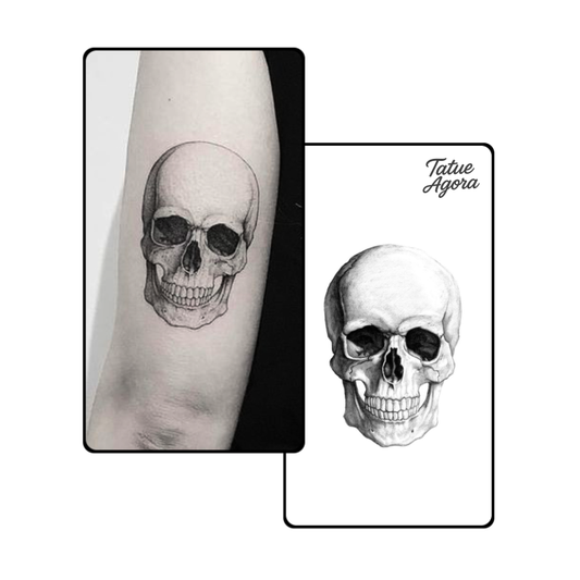 Tatuagem Temporária Caveira Realista – Tattoo Gótica Minimalista dura até 15 dias