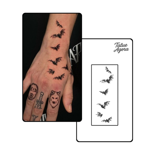 Tatuagem Temporária Morcegos Noturnos – Tattoo Sombria Minimalista Realista à Prova d’Água dura até 15 dias