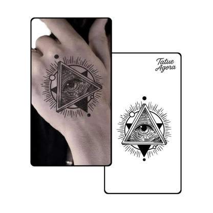 Tatuagem Temporária Olho que Tudo Vê – Tattoo Mística Geométrica Realista à Prova d’Água dura até 15 dias