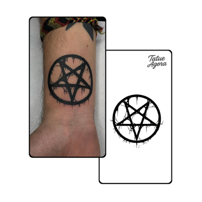 Tatuagem Temporária Pentagrama Sombrio – Tattoo Gótica Minimalista Realista à Prova d’Água dura até 15 dias