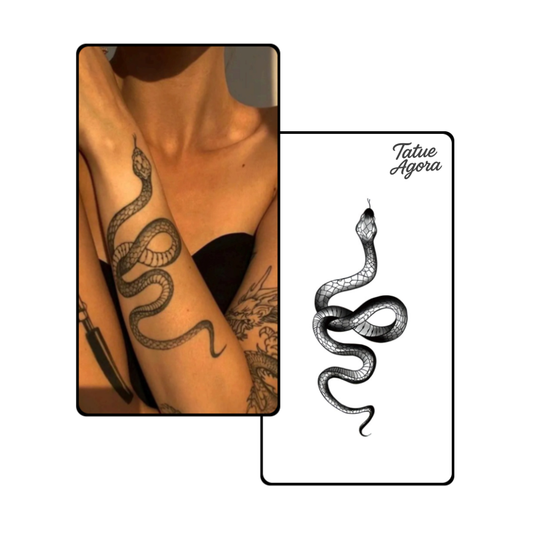 Tatuagem cobra - Tatuagem temporária que fica na pele até 15 dias sem desbotar