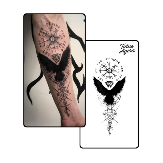 Asas da Noite, Corvo, Símbolos Místicos, Tatuagem Temporária Realista