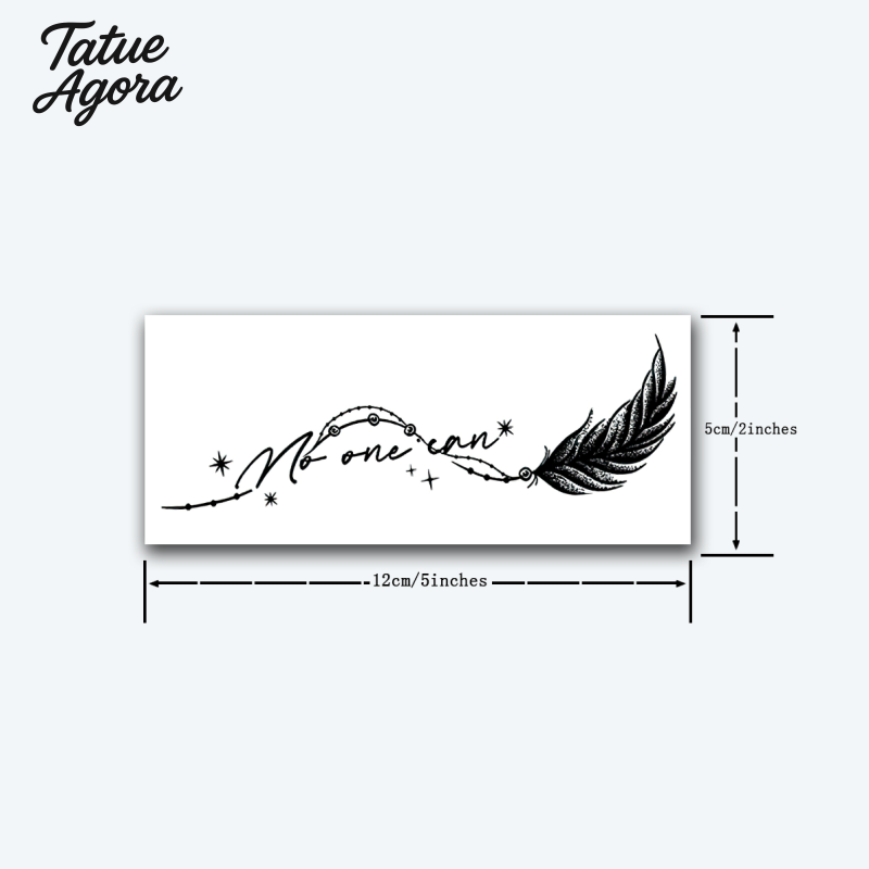 Tattoo Temporária – Pena & Frase Inspiradora, Estilo Minimalista