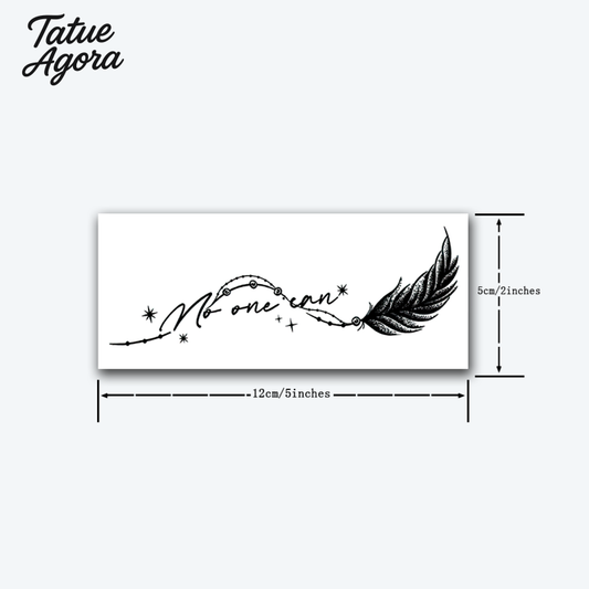 Tattoo Temporária – Pena & Frase Inspiradora, Estilo Minimalista