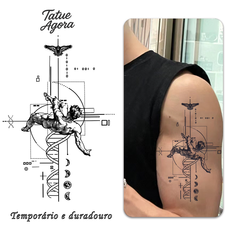 Tattoo temporária Anjo Caído – Estilo Minimalista