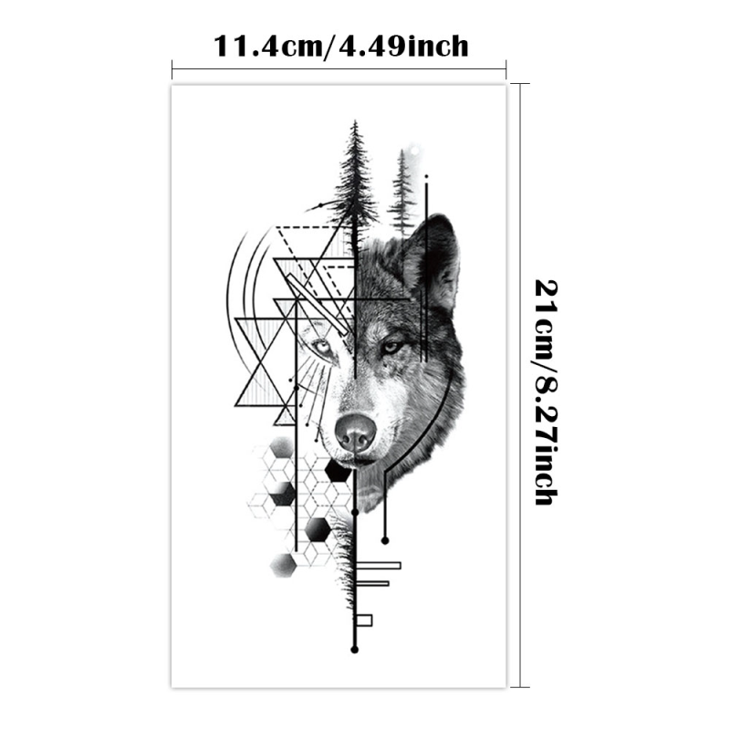 Tatuagem Temporária Lobo Geométrico Tribal – Tattoo Realista Selvagem à Prova d’Água dura até 15 dias