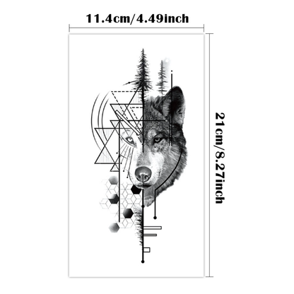 Tatuagem Temporária Lobo Geométrico Tribal – Tattoo Realista Selvagem à Prova d’Água dura até 15 dias